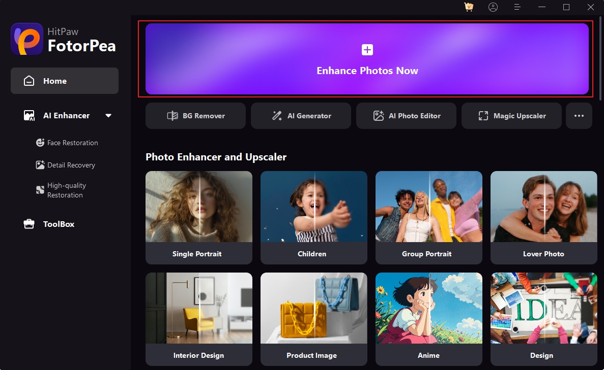 launch the app and upload photos